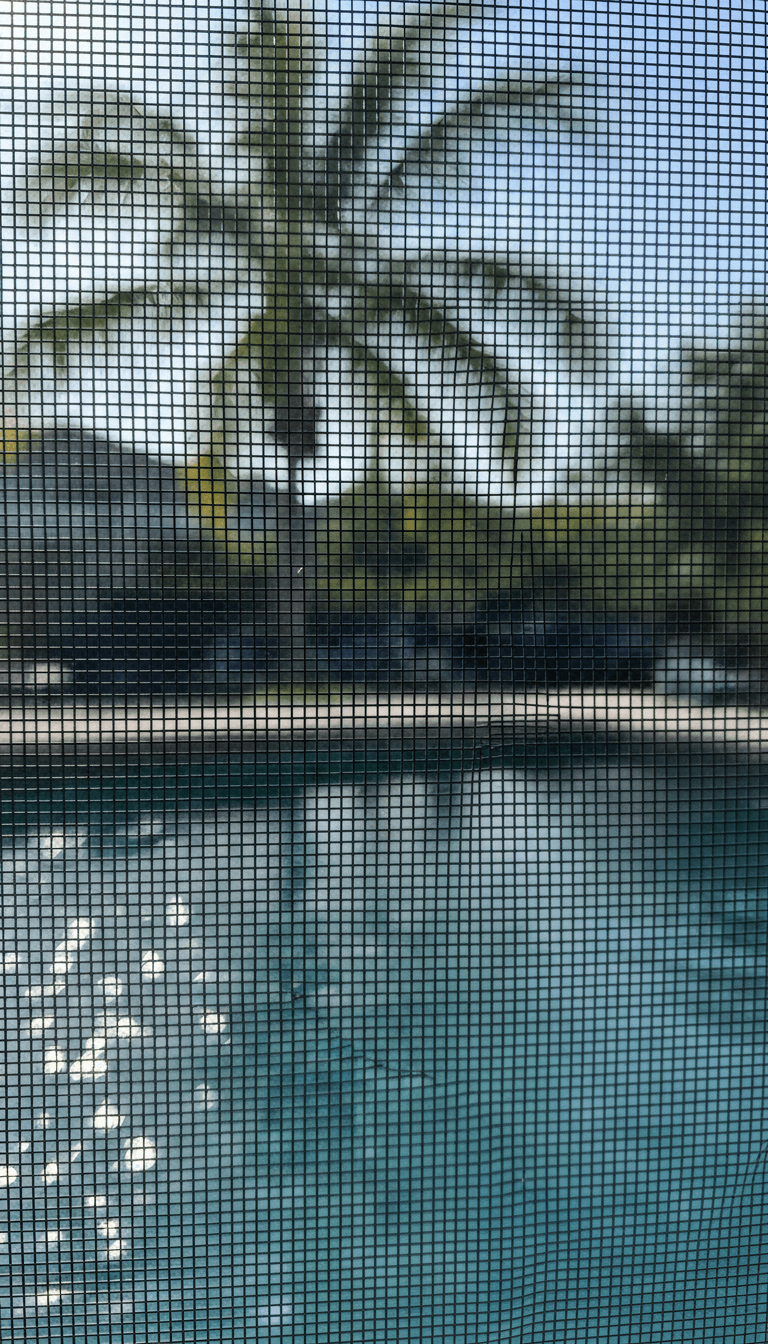 Close-up of fine mesh pool screen material